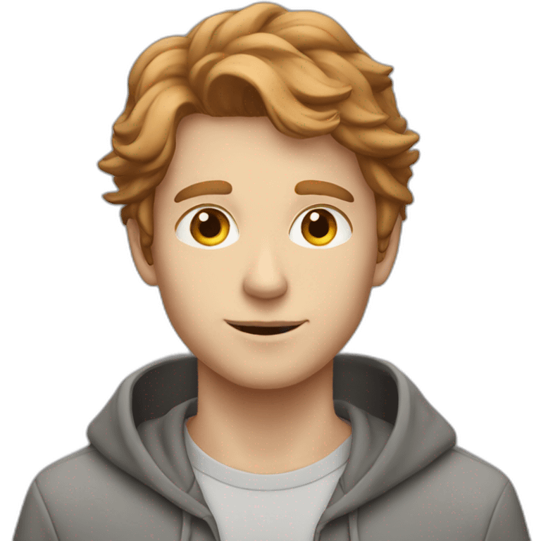 young white guy with hazelnut hair and silver magic with a grey hoodie on emoji