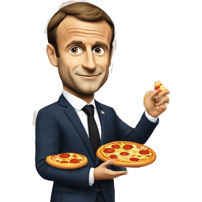 Macron Emmanuel Macron avec un pizza emoji