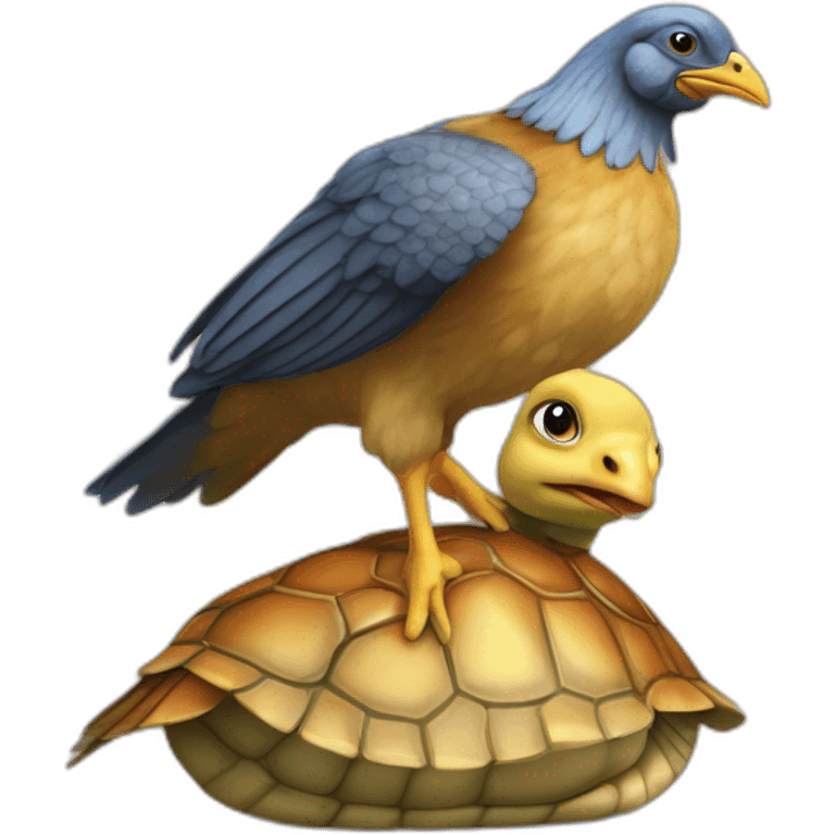 Un poussin qui chevauche un cheval avec les chevauche une tortue sur le dos de la mort emoji