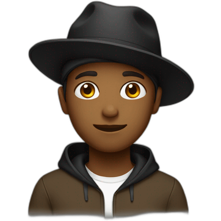 Designer wearing hat and black hoodie emoji