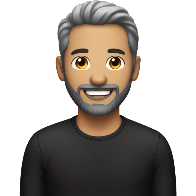 smiling man in black shirt with beard  emoji