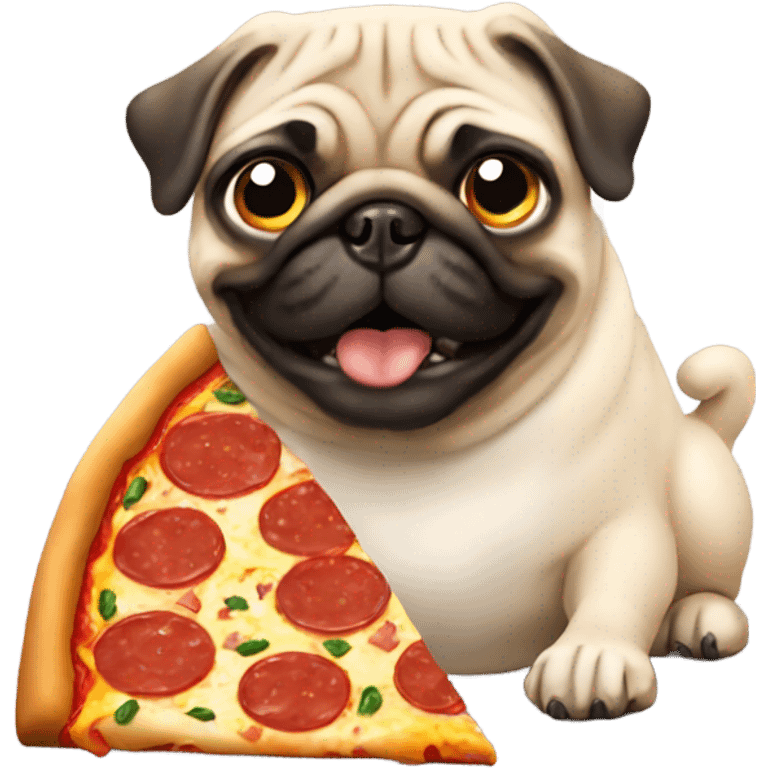 Pug eating pizza emoji