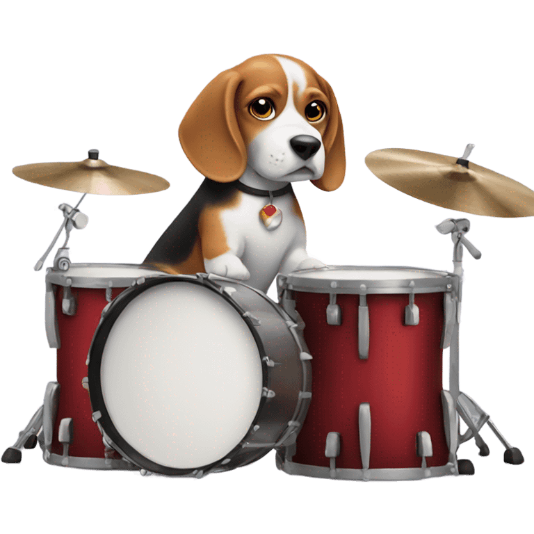 Beagle playing drums emoji