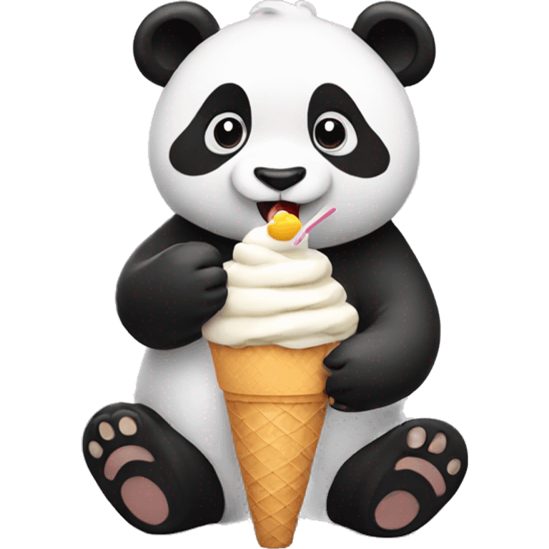 Panda eating ice cream emoji