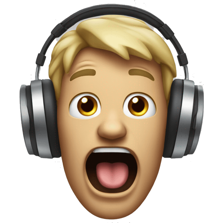 Man With headphones screaming with his tongue out emoji