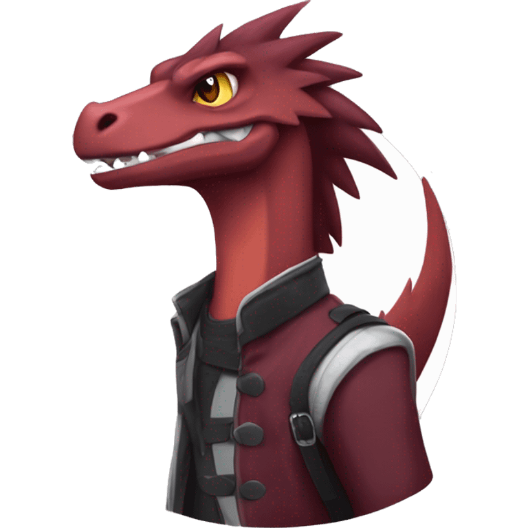 Cool edgy badass modern Maroon sergal-raptor-Charmeleon with darker mane emoji