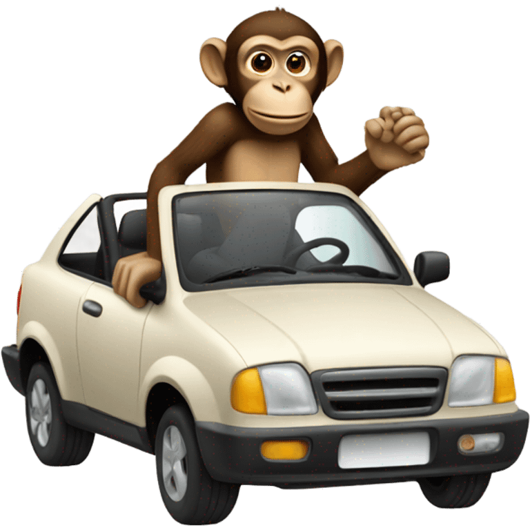 Monkey driving a car emoji