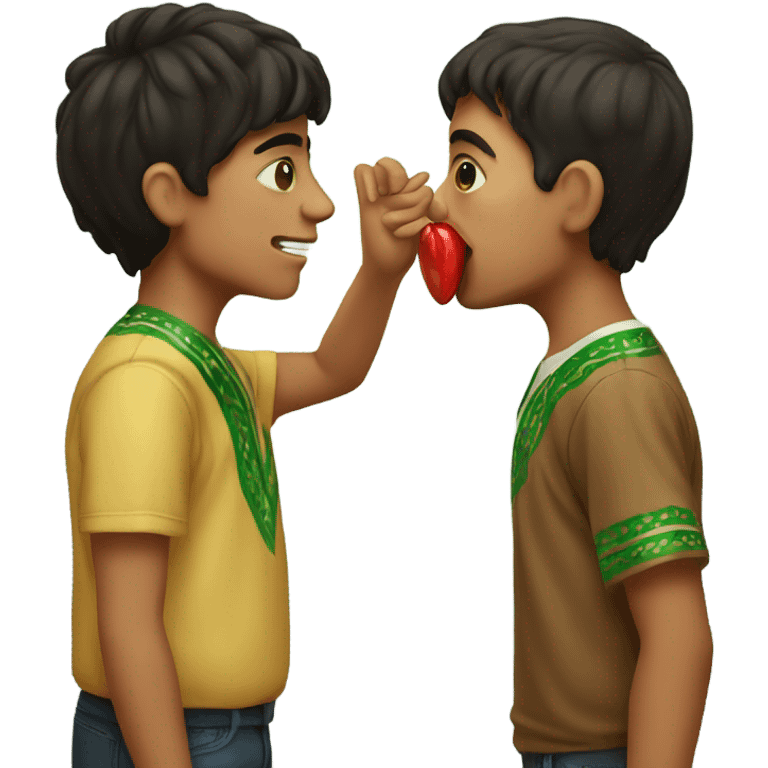 Mexican boy and Irish boy kissing  emoji