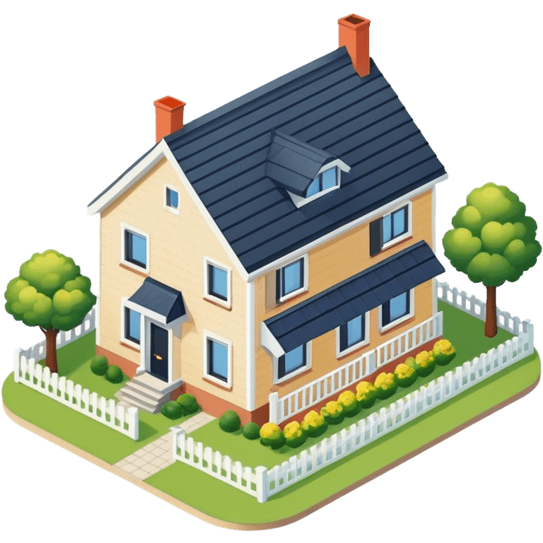 duth suburban house isometric exterior view emoji