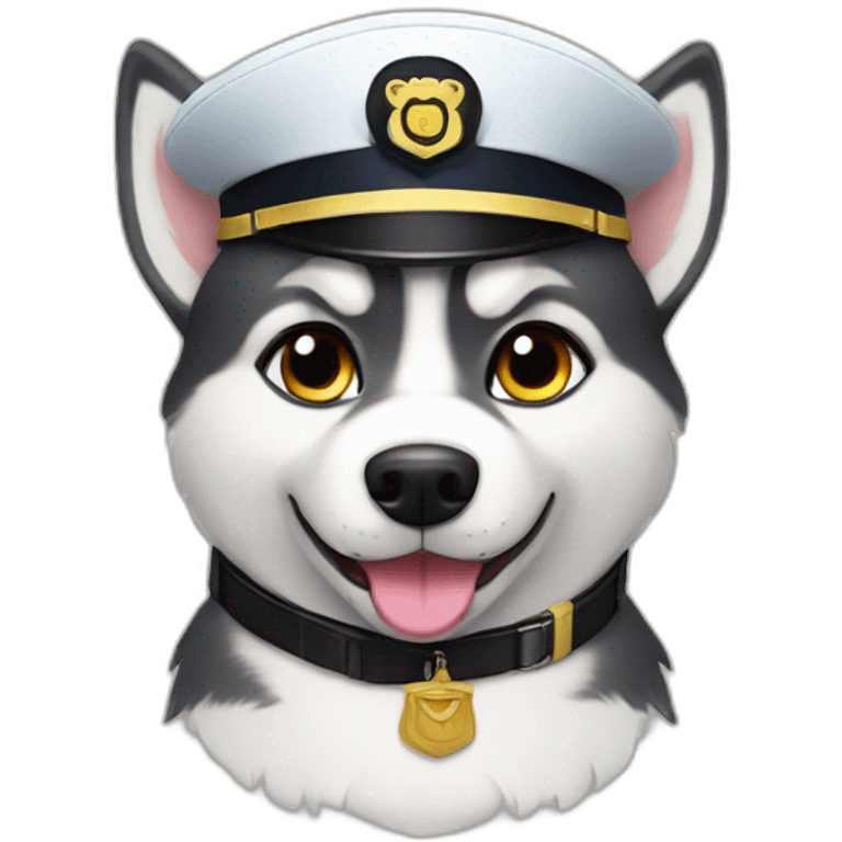 husky dog pilot with pilot captain hat emoji