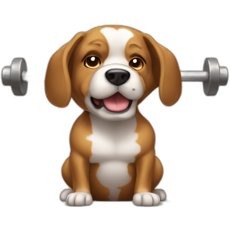 A dog doing a barbell squat emoji