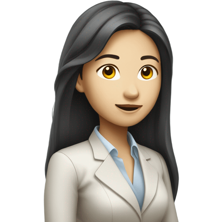 successful pretty long haired asian girl working in finance emoji