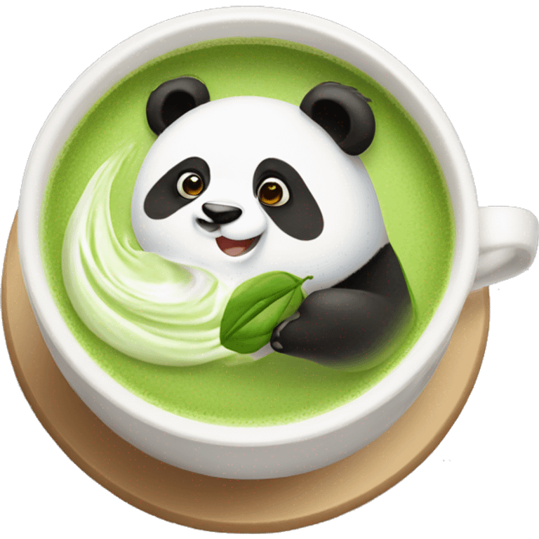 Panda eating matcha latte emoji