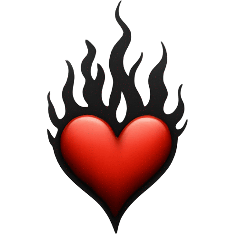 Red heart on fire with black flames  emoji