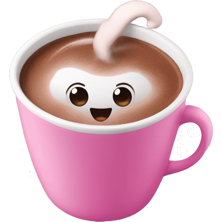 hot chocolate in a pink cup emoji