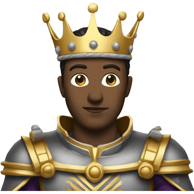 King Baldwin avec un masque de fer qui lève sa main emoji