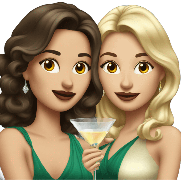 rich caucasian women two friends sipping martinis brunettes emoji