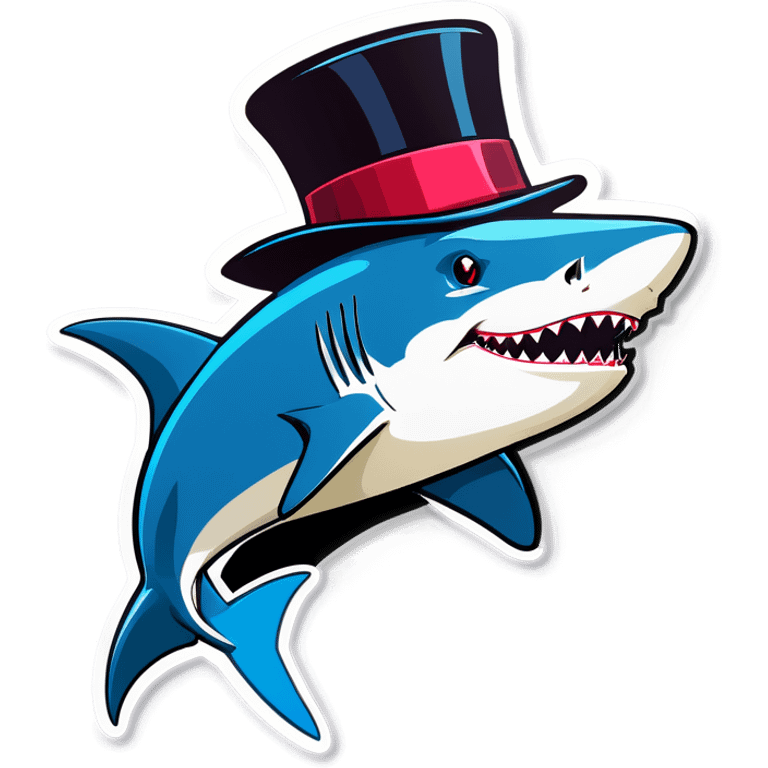 Shark with a top hat emoji