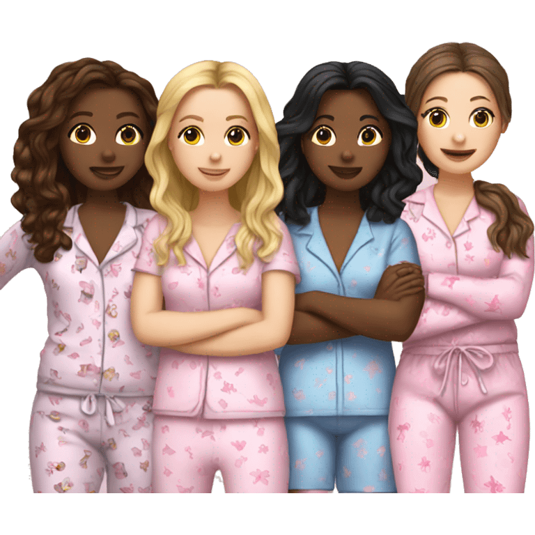 White Girl friends pajama party emoji