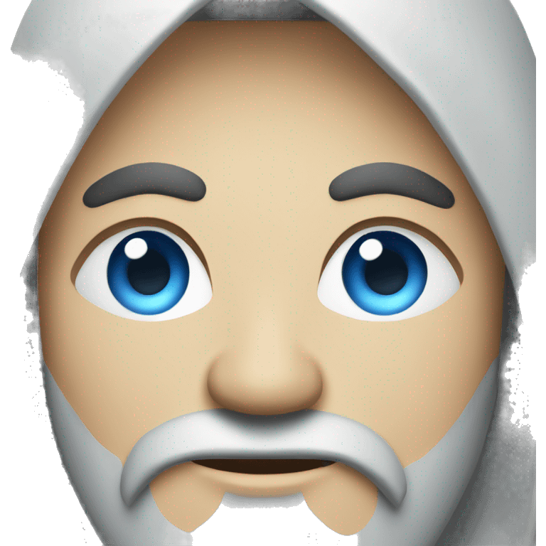 blue eyes. long beard. behind laptop. male.  emoji