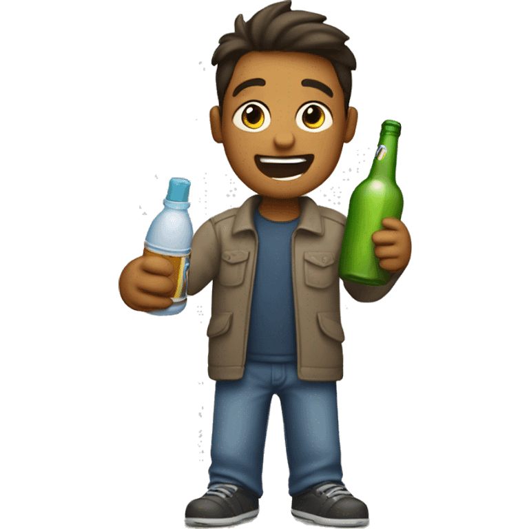 male excitedly holding a bottle  emoji