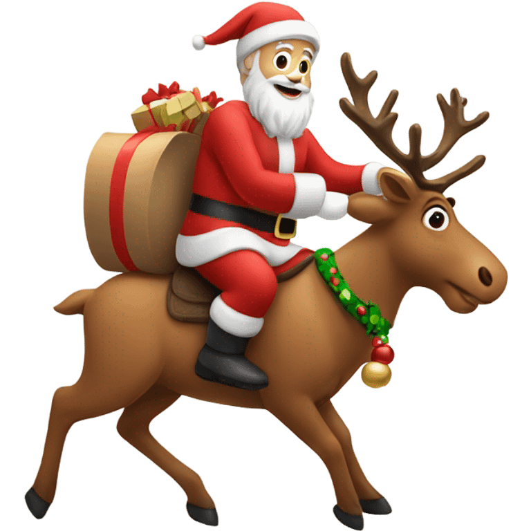 Santa riding a reindeer  emoji