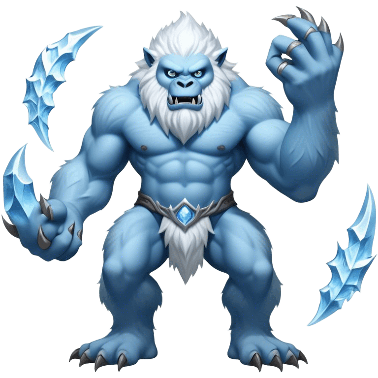 Cinematic Realistic WoW Yeti Portrait, captured in a dynamic, battle-ready stance, muscles rippling beneath dense fur of icy white and pale blue. His piercing ice-blue eyes blaze with raw power as frost clings to his form, rendered with dramatic natural lighting and high shine, exuding fierce, untamed strength in the midst of a wintry combat pose. emoji