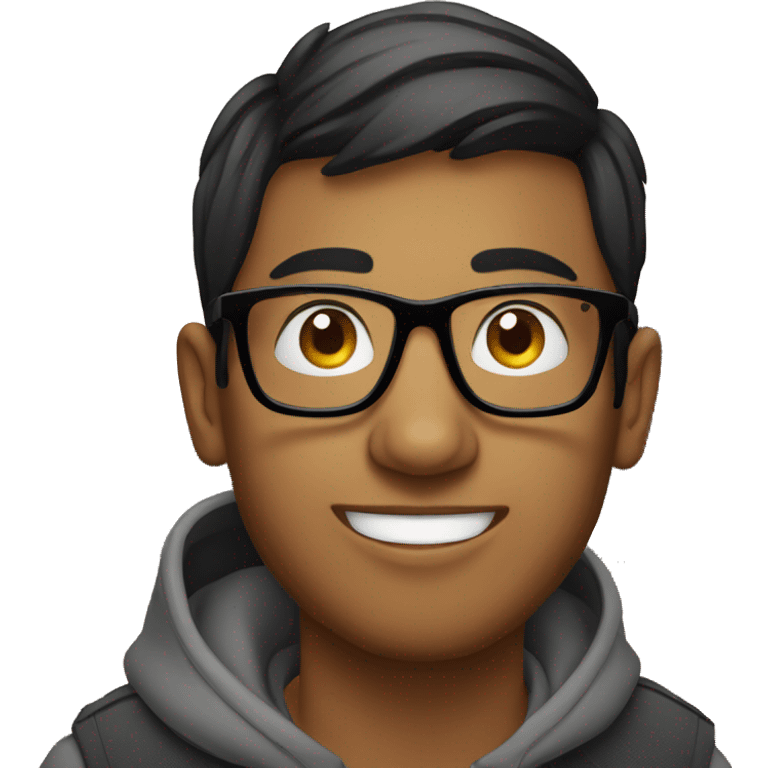 indian young man on laptop, wearing glasses emoji