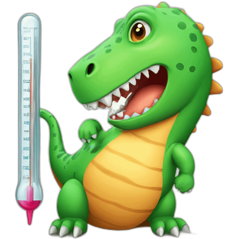 sick dinosaur with thermometer emoji