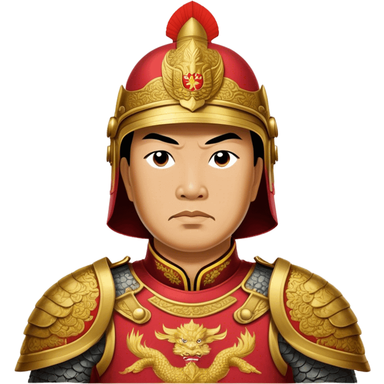 Trần Hưng Đạo – Cinematic Realistic Portrait of Trần Hưng Đạo, depicted as a revered Vietnamese general in traditional armor with a determined gaze, rendered with intricate historical textures and dynamic lighting that highlights his legendary martial spirit and leadership. emoji