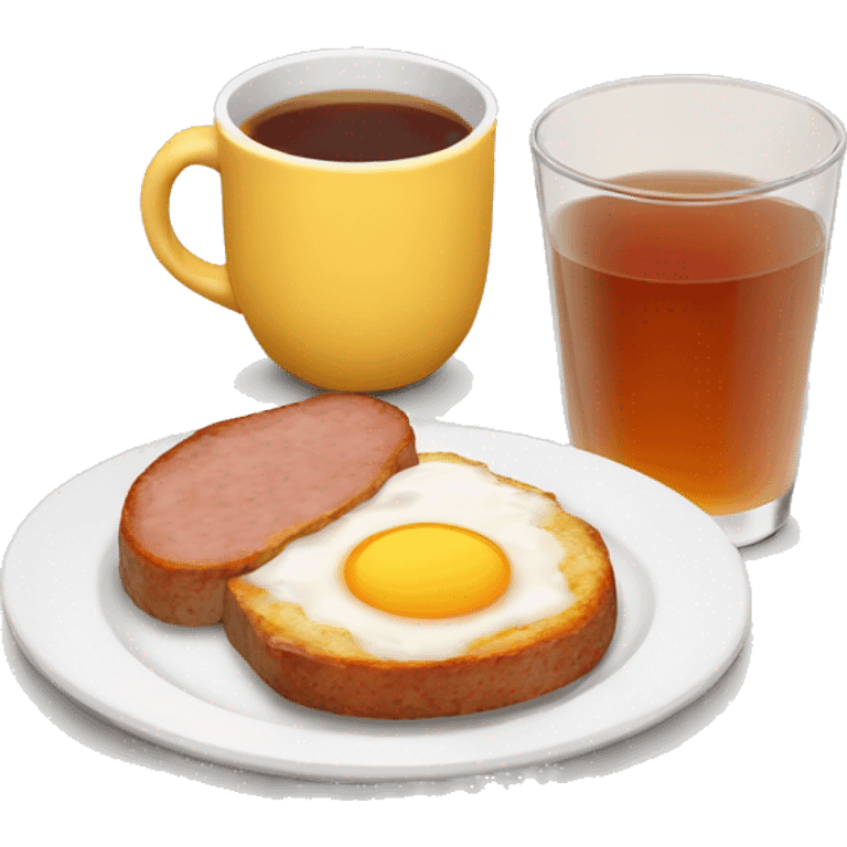 breakfast with sausage and cup of tea emoji