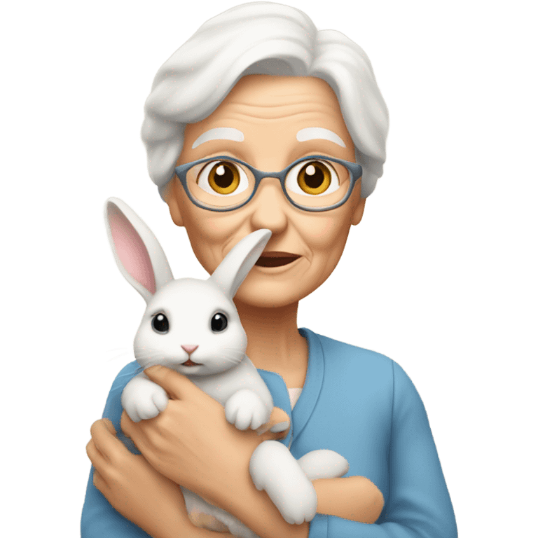 Old white lady with bunny rabbit emoji