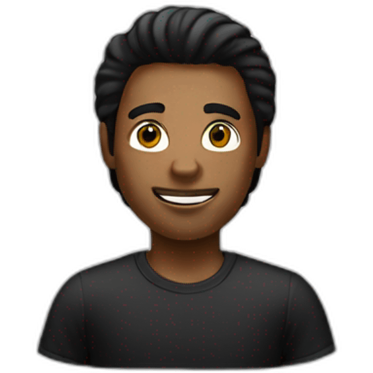 black-bobbed-hair man in a black T-shirt handing out money emoji