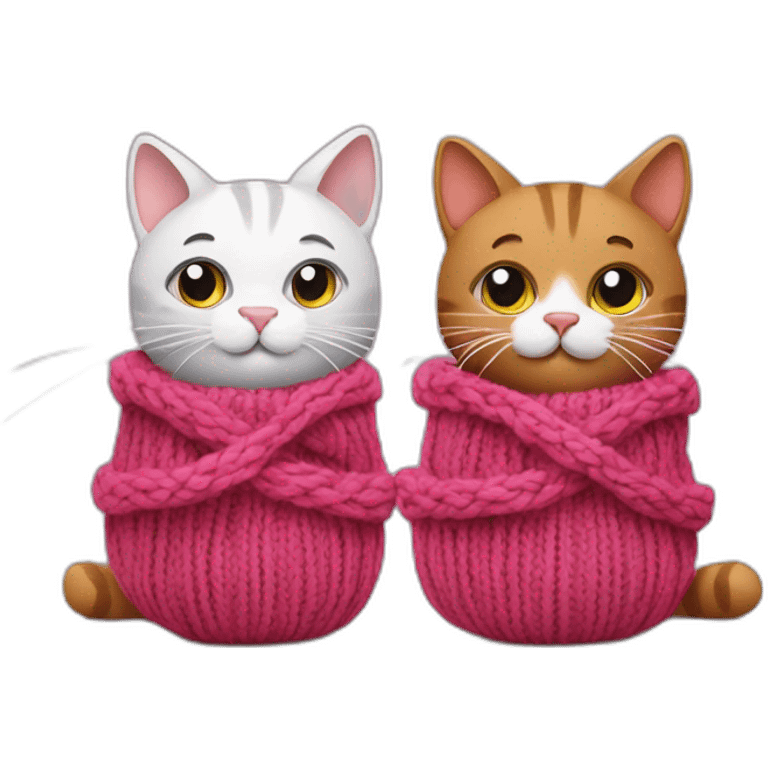 Two cats are knitting emoji