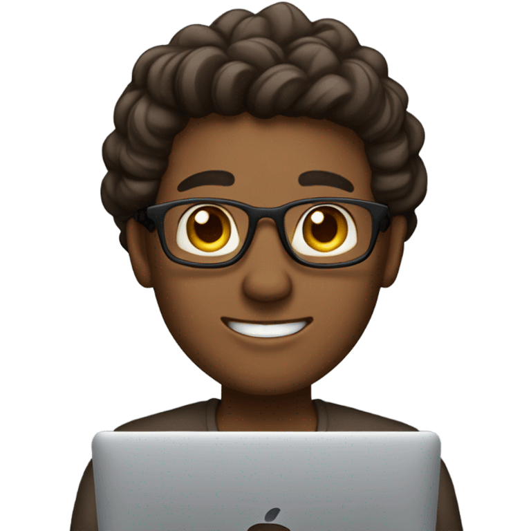 Brown bold male with a MacBook  emoji