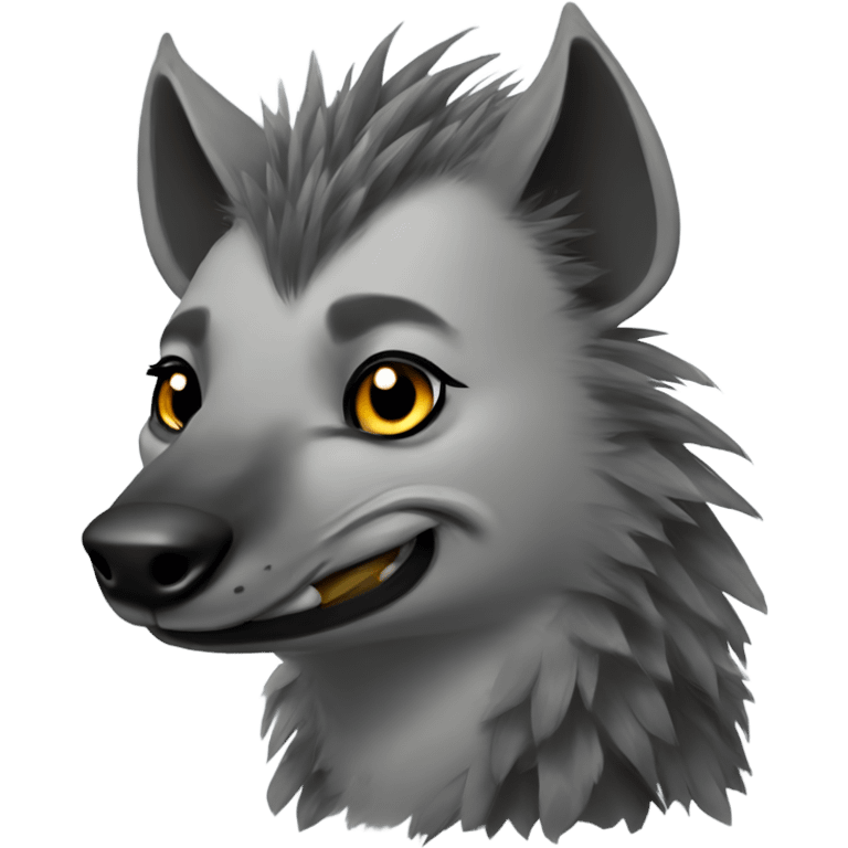 Gray hyena with hawk hair style grinning  emoji