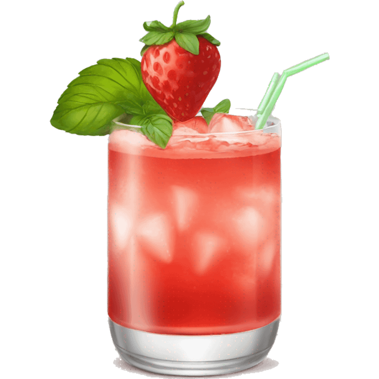 strawberry cocktail with basil in a stemmed glass emoji