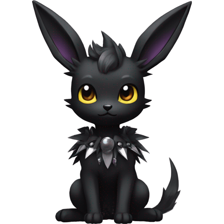 Dark Black Punk Kawaii Eeveelution-Cute-Pokémon-fusion full body emoji