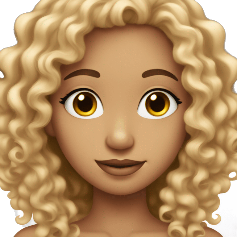 Light skin girl with curly hair with long lashes  emoji