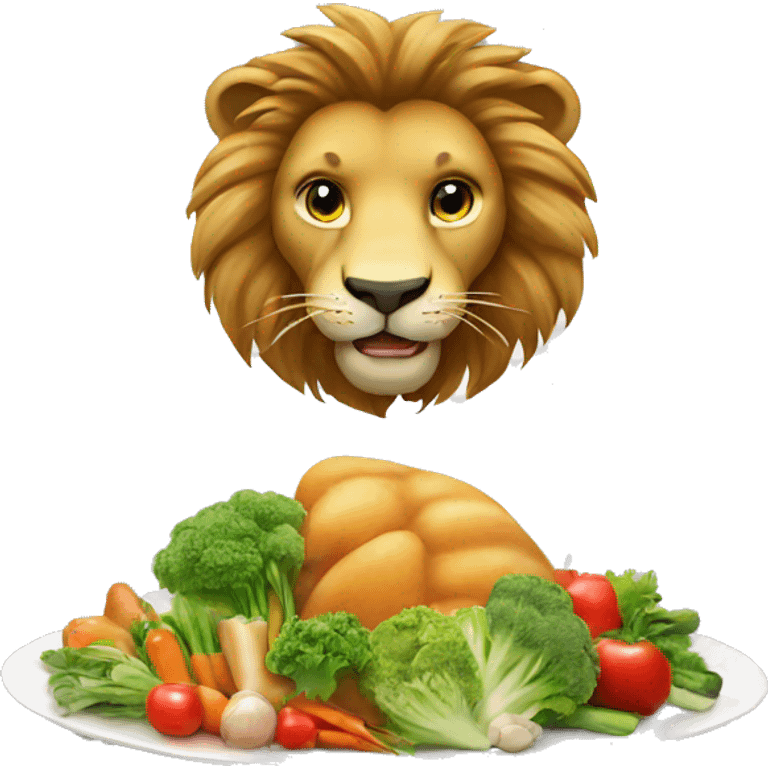 lion eat vegitable emoji