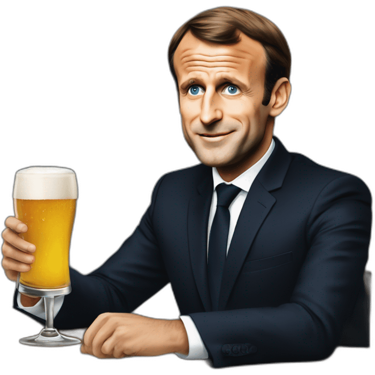 Emmanuel Macron buvant une bière emoji