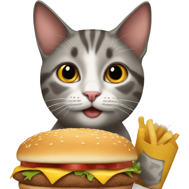 cat eating hamburger emoji