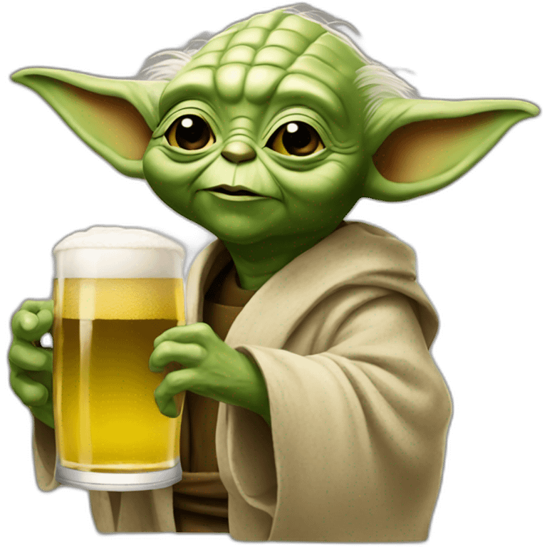 Yoda with a beer emoji