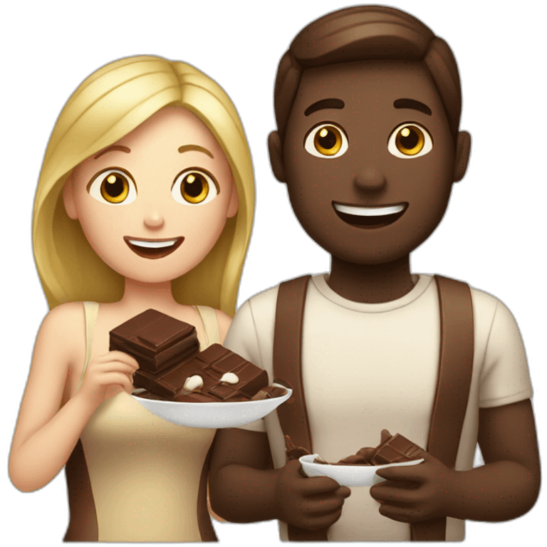 white couple eating chocolat emoji