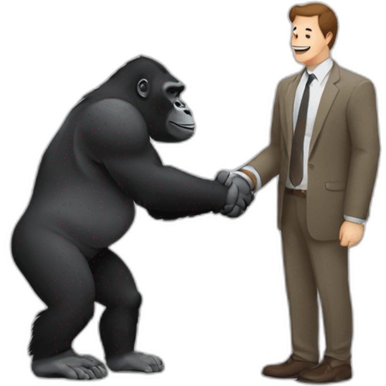 Gorilla handshakes a Man emoji