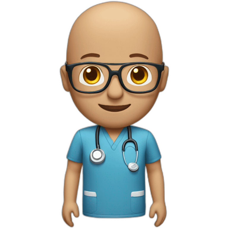 50-year-old bald male nurse with glasses emoji