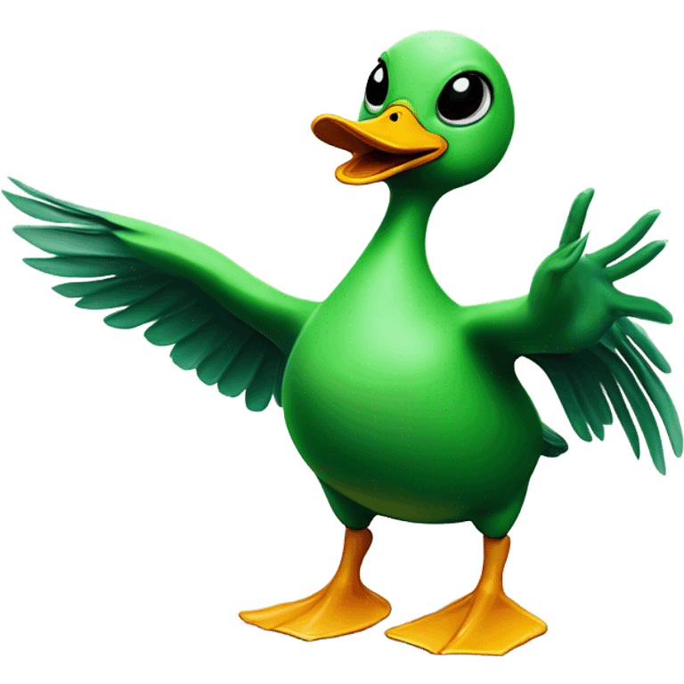 Duck fighting alien emoji