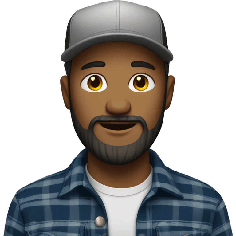 Bearded man with trucker cap and flannel shirt emoji