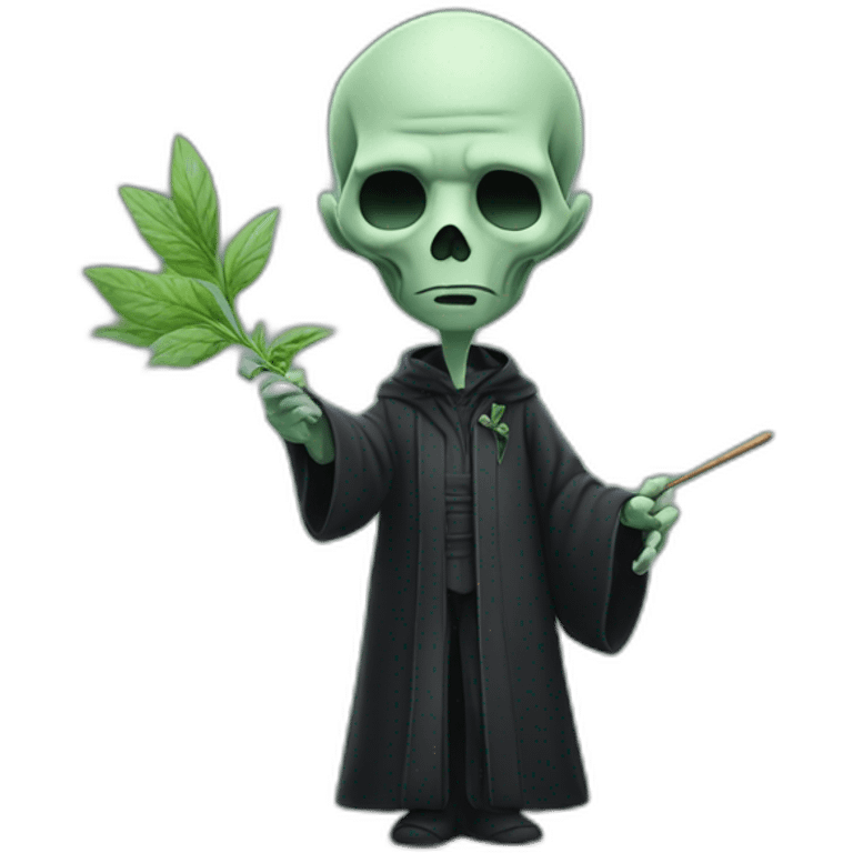 Lord Voldemort smoking herbs with his wand emoji