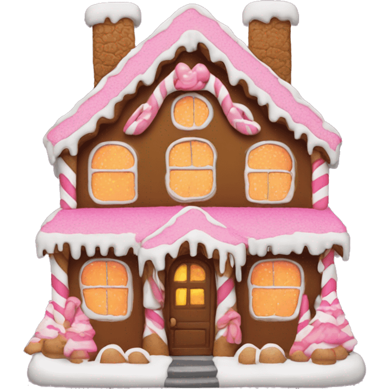 Ginger bread house with pink decor emoji